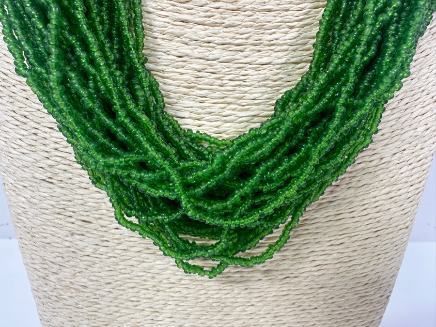 Multi-Strand Green Glass Bead 20' Necklace [Photo 2]