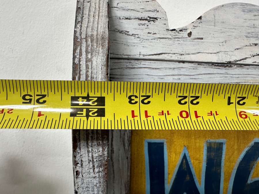 Authentic Vintage Hand Painted Old West 'Wanted Dancing Girls' Metal Sign With Bullet Holes Framed In Wooden Frame 24.5'W X 43'H [Photo 7]