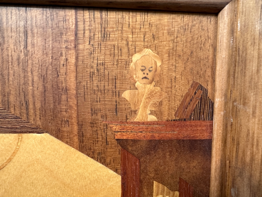 Buchschmid & Gretaux (B&G) German Marquetry Wooden Inlay Artwork Titled 'Musicians' 11.5 X 13.5 [Photo 8]