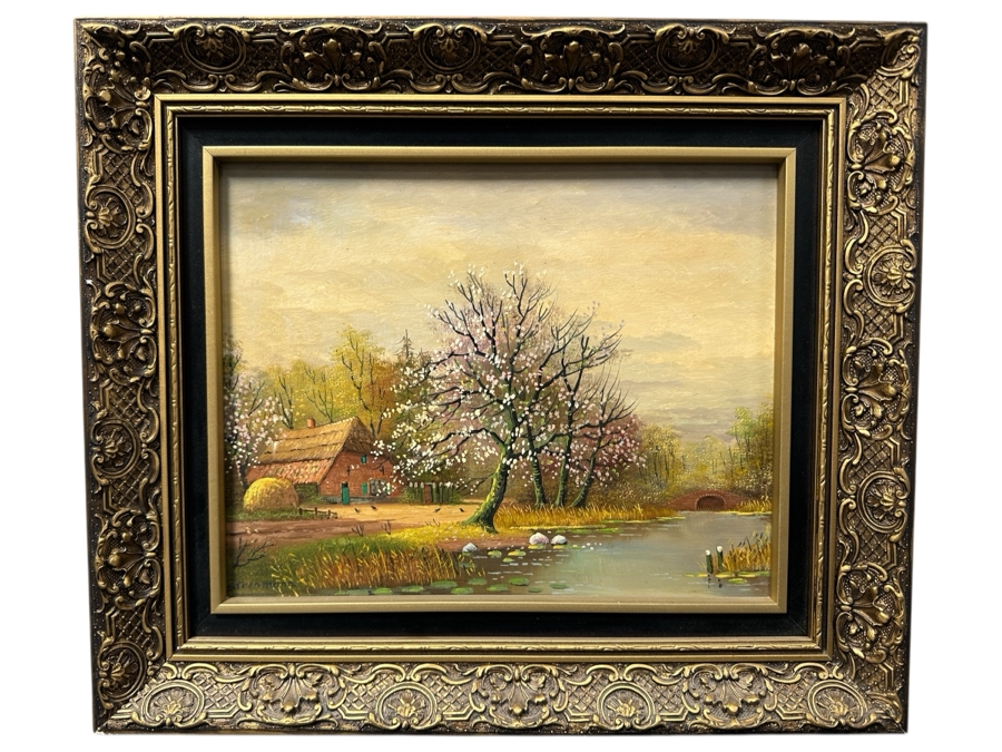 Original Oil Painting On Board Signed Steermann 12 X 9.5 Framed 16 X 14