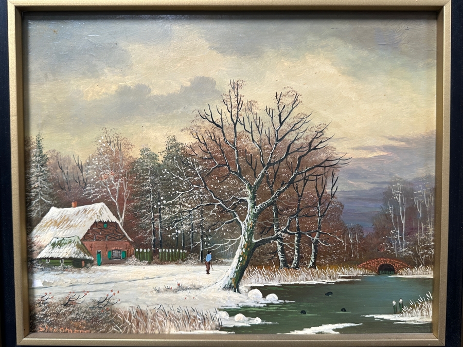 Original Oil Painting On Board Signed Steenmann 12 X 9.5 Framed 16 X 14 [Photo 3]