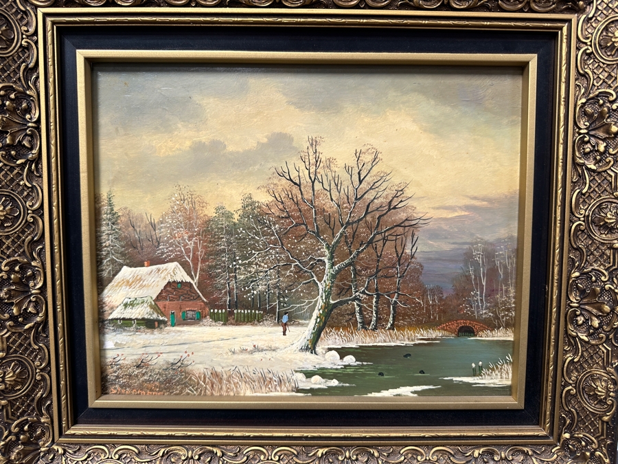 Original Oil Painting On Board Signed Steenmann 12 X 9.5 Framed 16 X 14 [Photo 2]