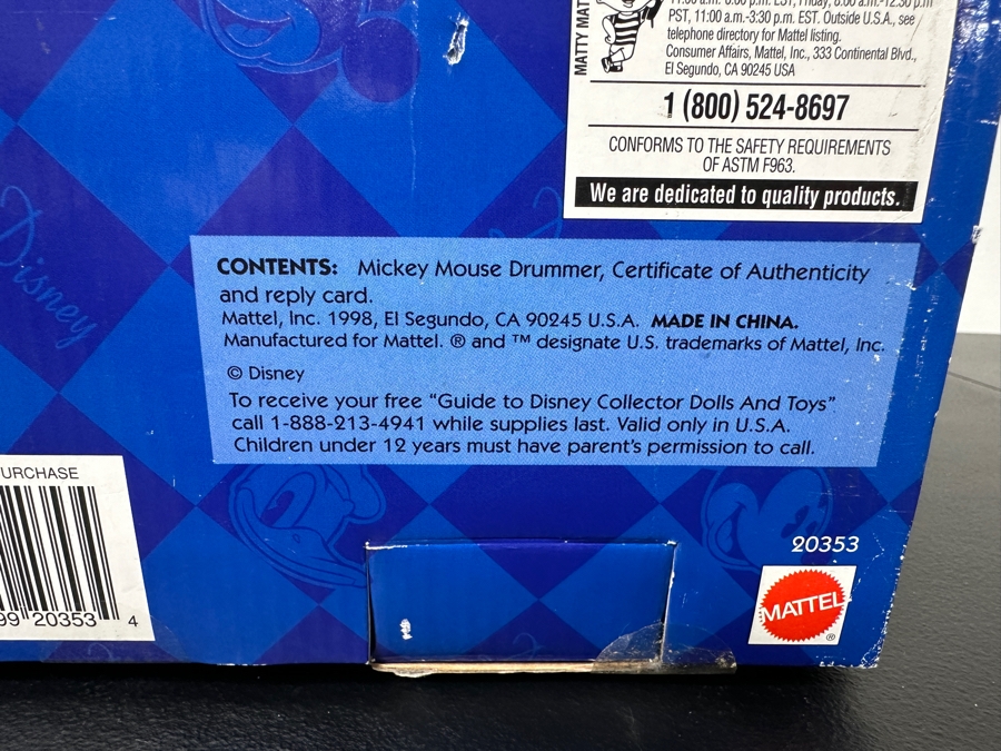 Vintage 1998 Limited Edition 60th Anniversary Mattel Mickey Mouse Drummer Fisher Price Toys In Original Box 20353 10.5 X 14 [Photo 10]