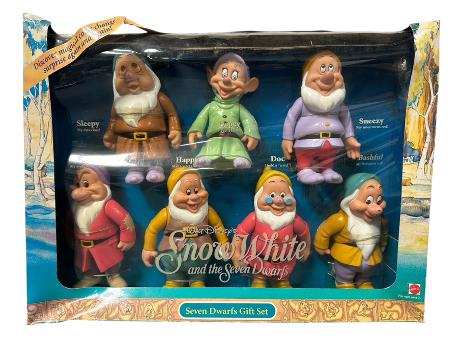 Vintage 1992 Mattel Walt Disney's Snow White And The Seven Dwarfs Gift Set 5278 In Original Box 18 X 13.5