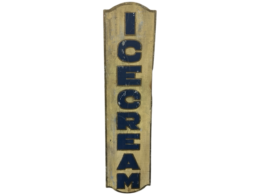 Vintage Hand Painted Wooden 'Ice Cream' Sign 9.5W X 37.5H