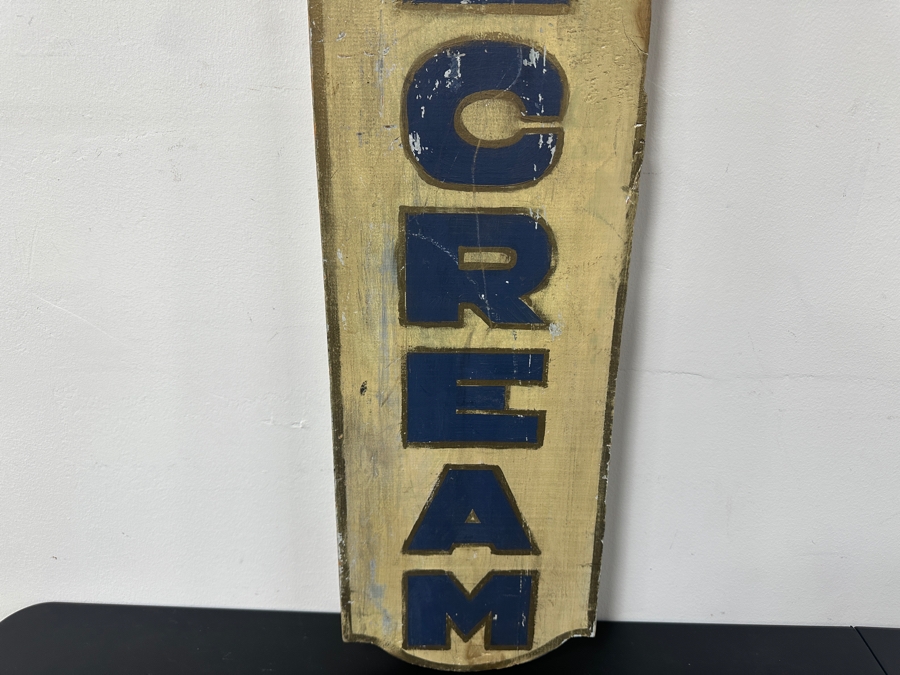Vintage Hand Painted Wooden 'Ice Cream' Sign 9.5W X 37.5H [Photo 3]