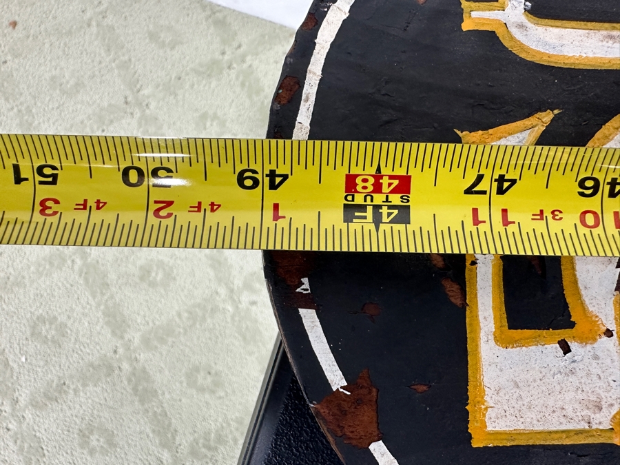 Vintage Hand Painted Metal 'Baths' Sign Encased In A Hand Painted Wooden Frame '5c Ladies Welcome' 9'W X 49'H [Photo 7]