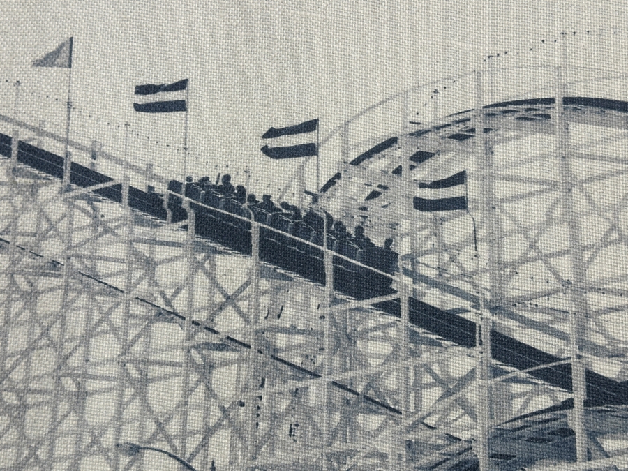 Vintage San Diego Mission Beach Belmont Park Giant Dipper Roller Coaster Canvas Print 44.5'W X 37'H [Photo 3]