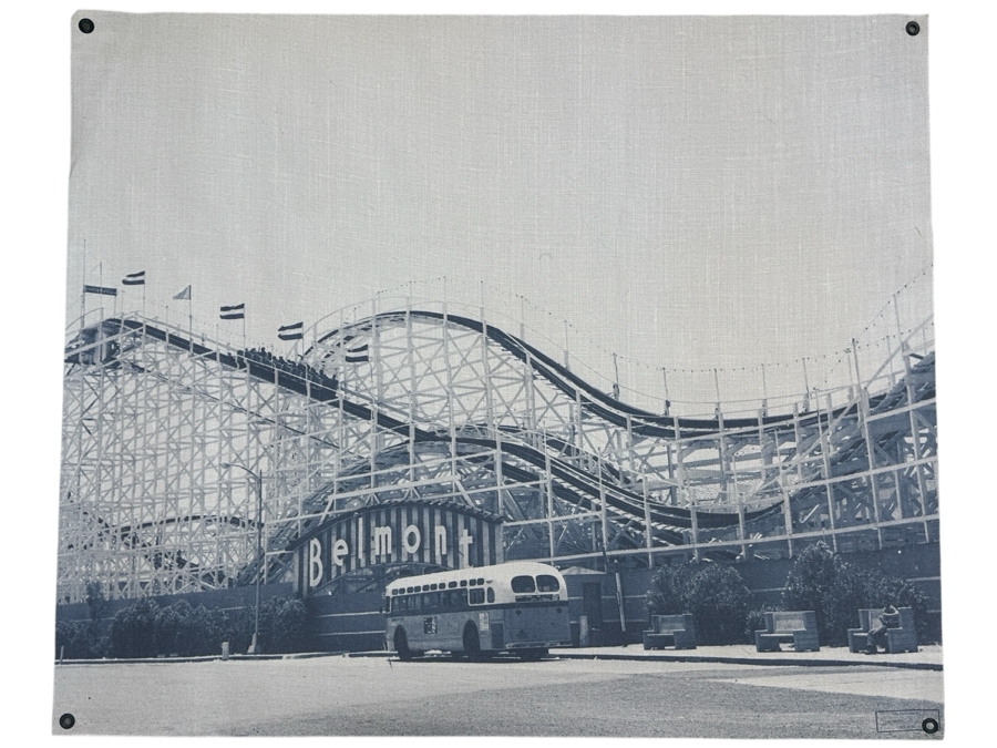Vintage San Diego Mission Beach Belmont Park Giant Dipper Roller Coaster Canvas Print 44.5'W X 37'H