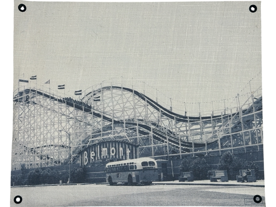 Vintage San Diego Mission Beach Belmont Park Giant Dipper Roller Coaster Canvas Print 23.5'W X 19.5'H