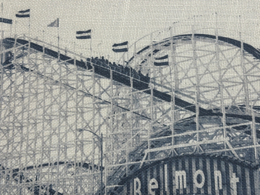 Vintage San Diego Mission Beach Belmont Park Giant Dipper Roller Coaster Canvas Print 23.5'W X 19.5'H [Photo 3]