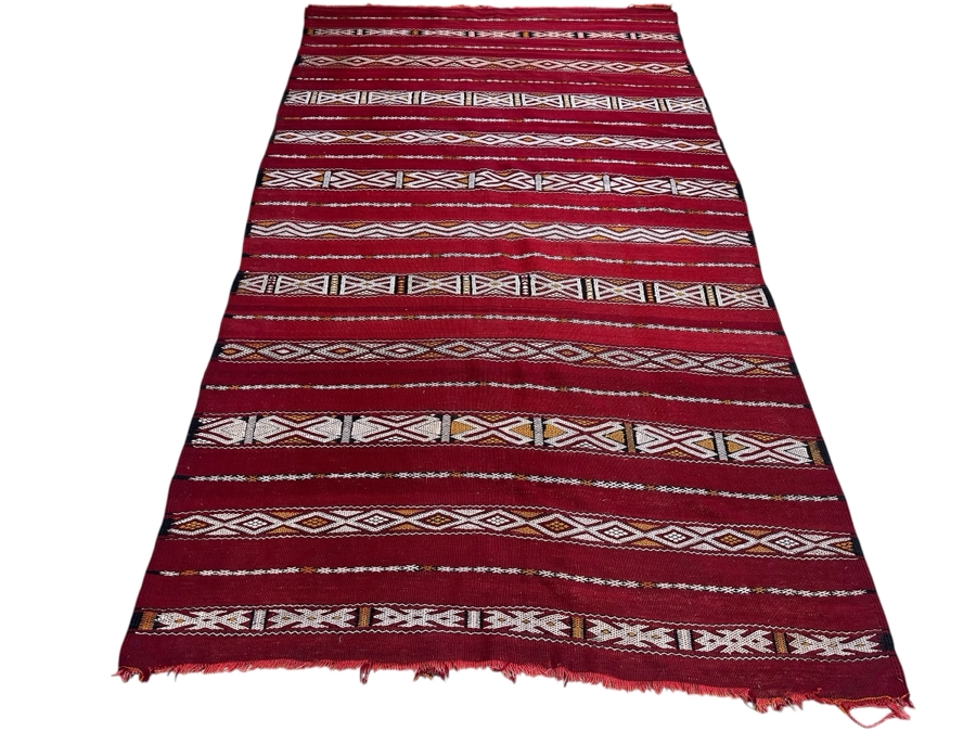 Vintage Wool Moroccan Kilim Area Rug 54 X 94