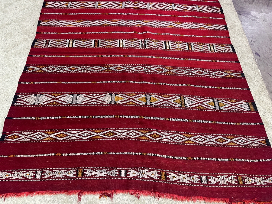 Vintage Wool Moroccan Kilim Area Rug 54 X 94 [Photo 3]