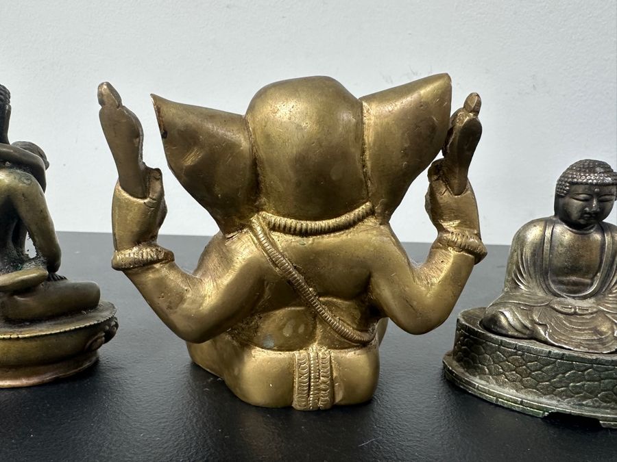 Metal / Brass Statues: (2) Buddha Statues & (2) Ganesha Statues 2'H - 4'H [Photo 7]