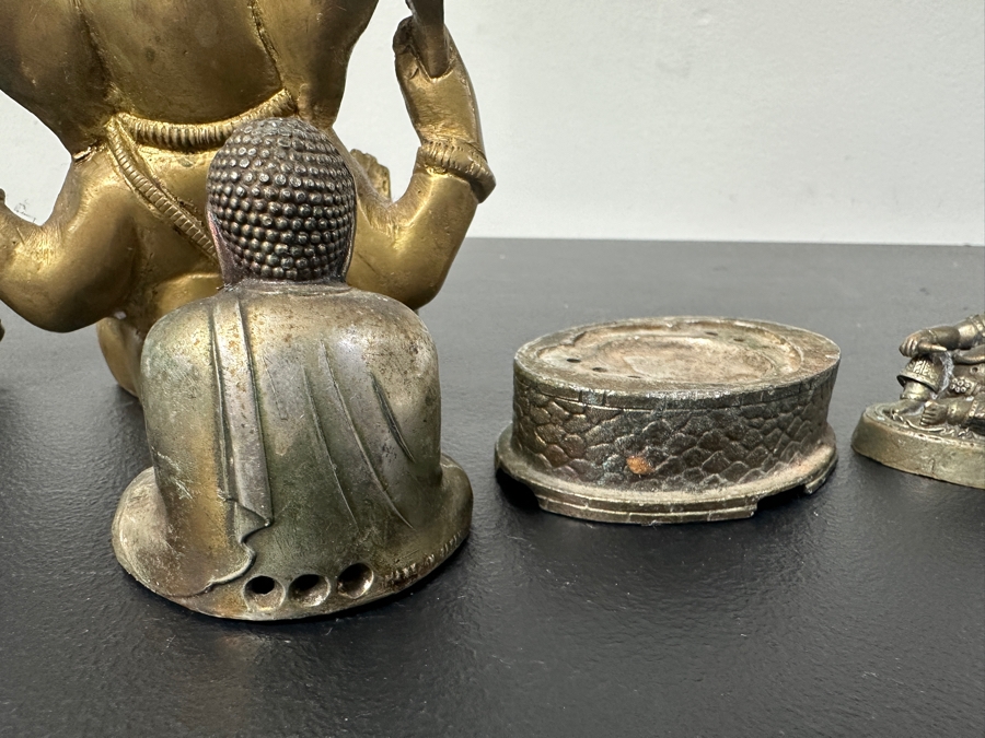Metal / Brass Statues: (2) Buddha Statues & (2) Ganesha Statues 2'H - 4'H [Photo 8]