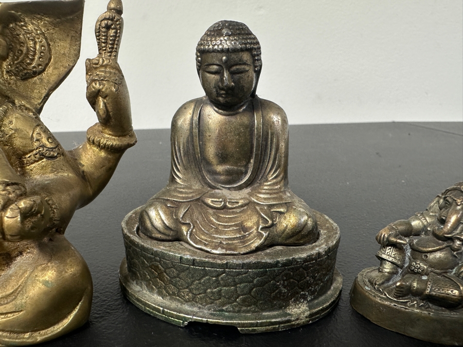 Metal / Brass Statues: (2) Buddha Statues & (2) Ganesha Statues 2'H - 4'H [Photo 3]