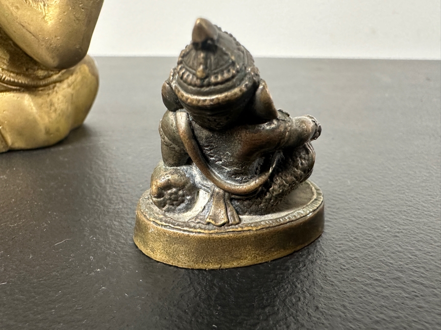 Metal / Brass Statues: (2) Buddha Statues & (2) Ganesha Statues 2'H - 4'H [Photo 11]