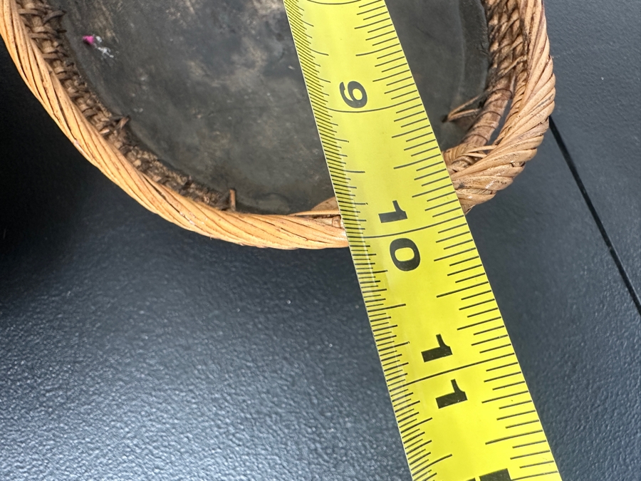 Set Of Three Nesting Handcrafted Oval Wooden Bowls With Rattan Handles Ranging In Size From 10'L To 15'L [Photo 7]