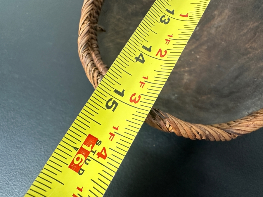 Set Of Three Nesting Handcrafted Oval Wooden Bowls With Rattan Handles Ranging In Size From 10'L To 15'L [Photo 5]