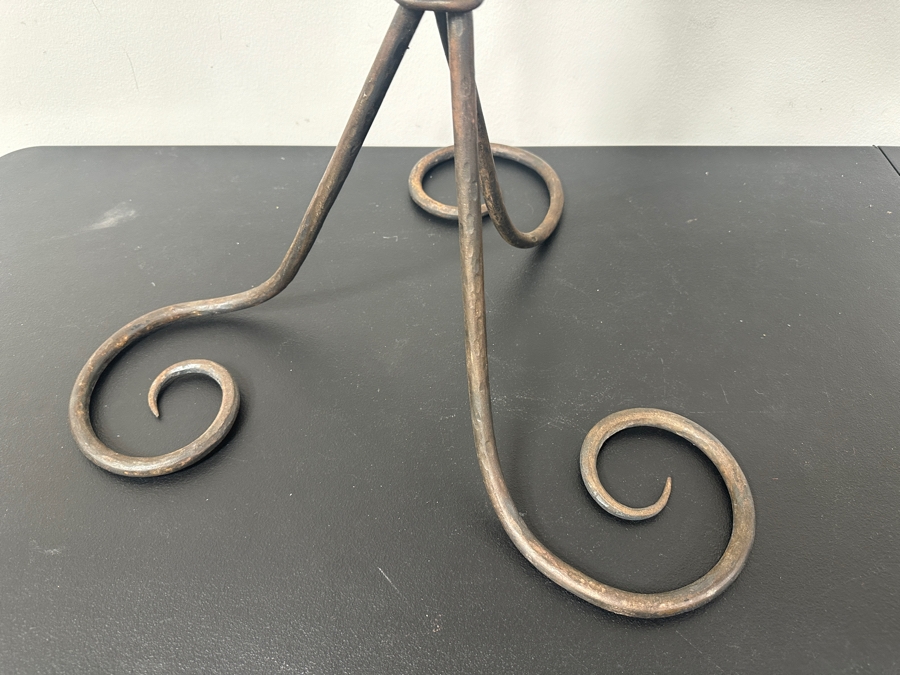 Handcrafted Wrought Iron And Copper Stand Candle Holder 29.5'H [Photo 5]
