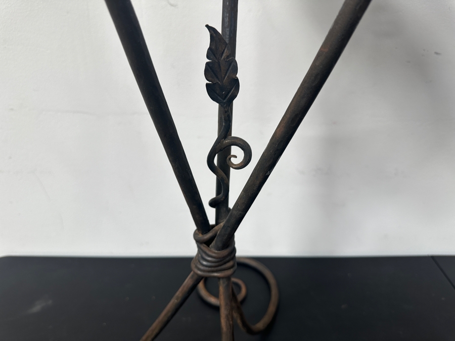 Handcrafted Wrought Iron And Copper Stand Candle Holder 29.5'H [Photo 4]