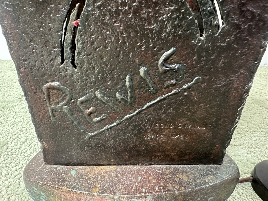 Limited Edition Metal Petroglyph Freestanding Lamp From Santa Fe Artist Signed REWIS Titled 'Strong Signal' Dated 12/1993 Numbered 4 Of 50 26.5'H [Photo 3]