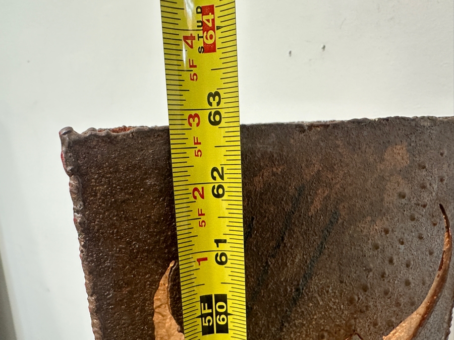 Metal Petroglyph Freestanding Lamp From Santa Fe Artist With Carved Desert Symbols Titled 'Spirit Messengers' 63'H [Photo 9]