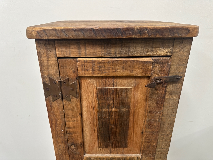 Rustic Wooden Storage Cupboard With Hand Wrought Hardware 18W X 15D X 52.5H [Photo 3]