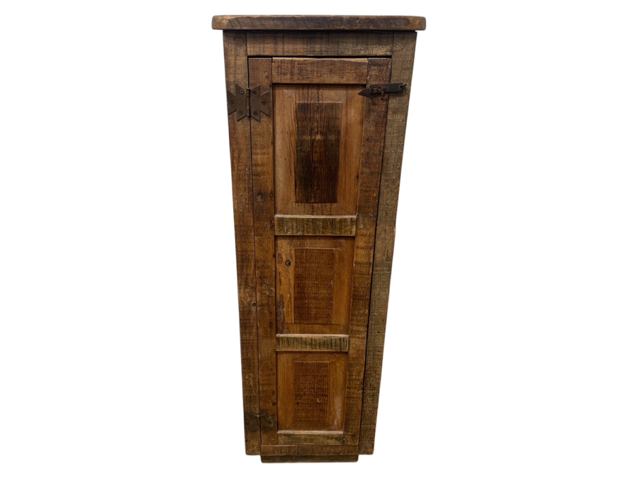 Rustic Wooden Storage Cupboard With Hand Wrought Hardware 18W X 15D X 52.5H