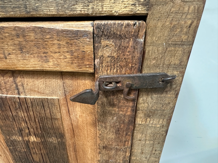 Rustic Wooden Storage Cupboard With Hand Wrought Hardware 18W X 15D X 52.5H [Photo 4]