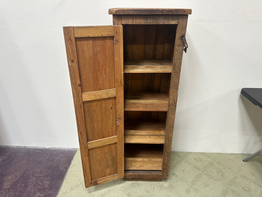 Rustic Wooden Storage Cupboard With Hand Wrought Hardware 18W X 15D X 52.5H [Photo 5]
