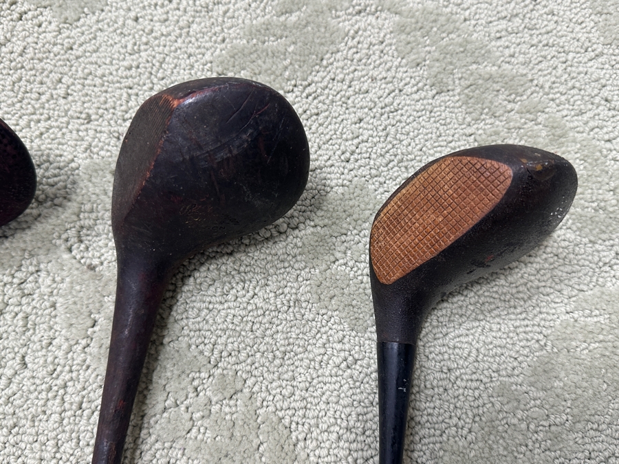 Set Of (5) Vintage Wooden Handle Golf Drivers & (4) Vintage Wooden Handle Golf Irons [Photo 4]