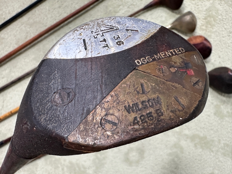 Set Of (5) Vintage Wooden Handle Golf Drivers & (4) Vintage Wooden Handle Golf Irons [Photo 6]