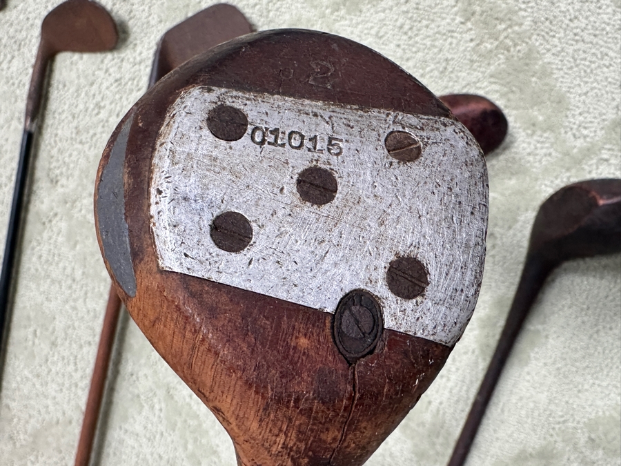 Set Of (5) Vintage Wooden Handle Golf Drivers & (4) Vintage Wooden Handle Golf Irons [Photo 10]