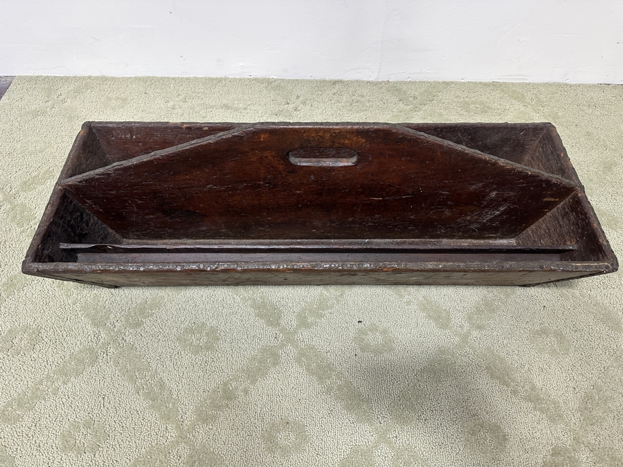 Antique Primitive Wooden Carrier Caddy Toolbox 35'W X 13'D X 11'H [Photo 2]