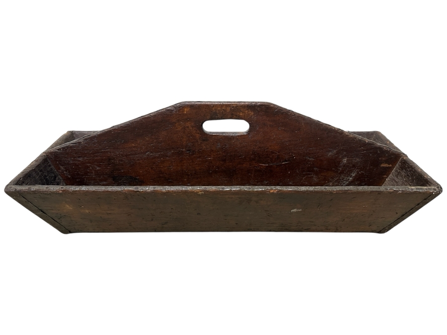 Antique Primitive Wooden Carrier Caddy Toolbox 35'W X 13'D X 11'H
