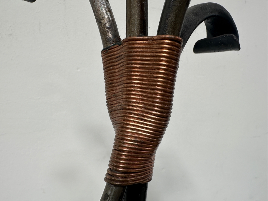 Handmade Southwestern Wrought Iron And Copper Coat Rack 70.5'H [Photo 4]