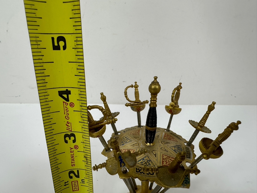 Just Added - Vintage Spanish Toledo Cocktail Swords With Decorative Stand Appetizer Or Martini Picks 4'H [Photo 7]