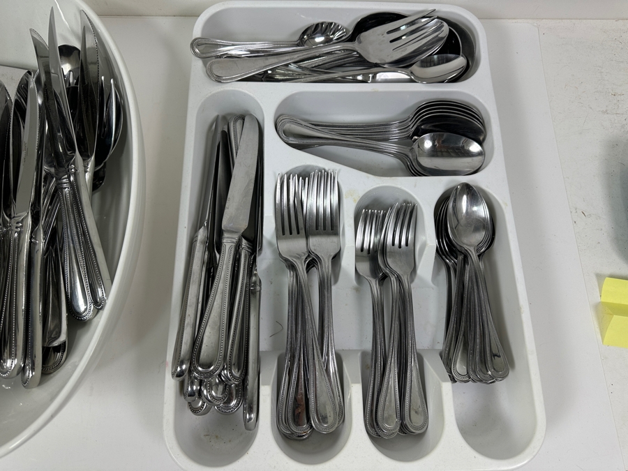 Just Added - Wallace Stainless Steel Flatware Service For 10-12 With Serving Pieces And 14.5'W Portugal Bowl [Photo 3]