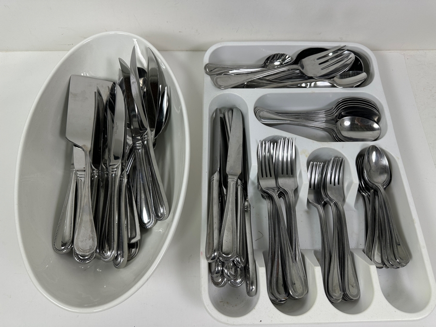 Just Added - Wallace Stainless Steel Flatware Service For 10-12 With Serving Pieces And 14.5'W Portugal Bowl [Photo 2]