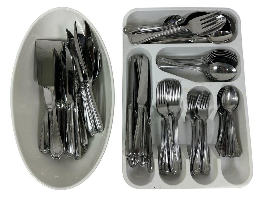 Just Added - Wallace Stainless Steel Flatware Service For 10-12 With Serving Pieces And 14.5'W Portugal Bowl