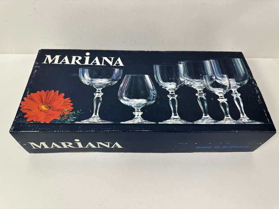 Just Added - New Set Of (6) Mariana Lednicke Rovne Crystal Stemware Glasses 5.75'H [Photo 3]