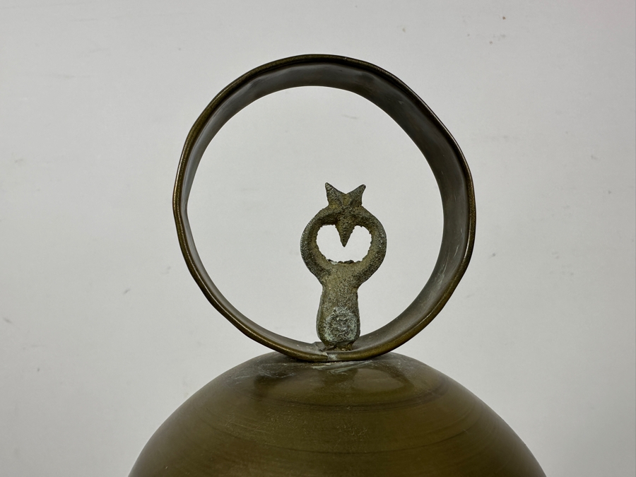 Just Added - Vintage Turkish Brass Lantern With Etched Glass Panels Oil Lantern Lamp (One Of The Top Glass Panels Is Cracked) 18.5'H [Photo 5]