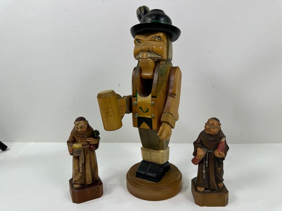 Just Added - (1) Vintage German Wooden Nutcracker 12.5'H And (2) Anri/Toriart Italian Monk Figurines 5.5'H [Photo 7]
