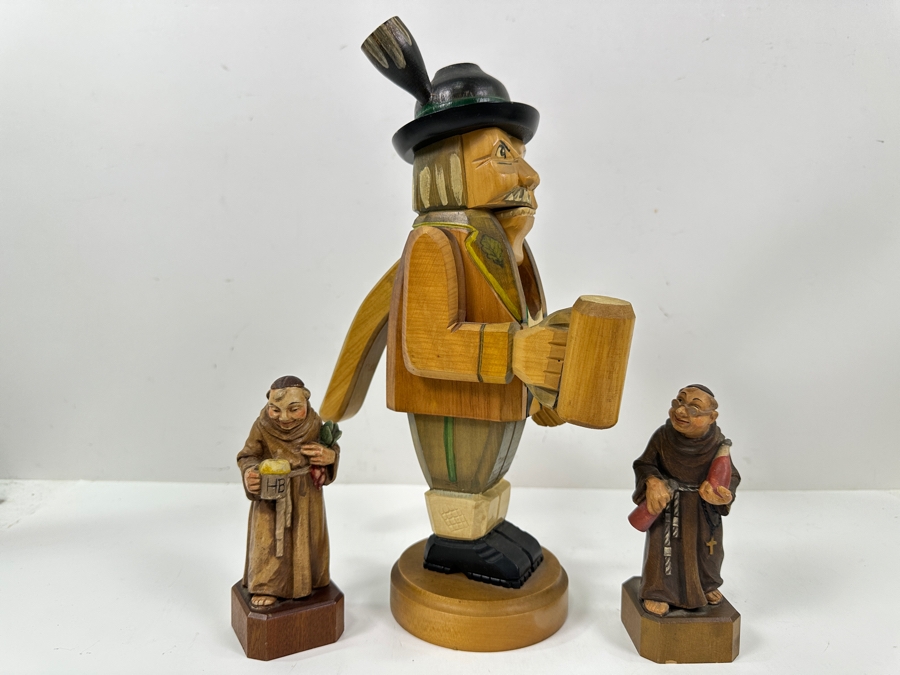 Just Added - (1) Vintage German Wooden Nutcracker 12.5'H And (2) Anri/Toriart Italian Monk Figurines 5.5'H [Photo 8]