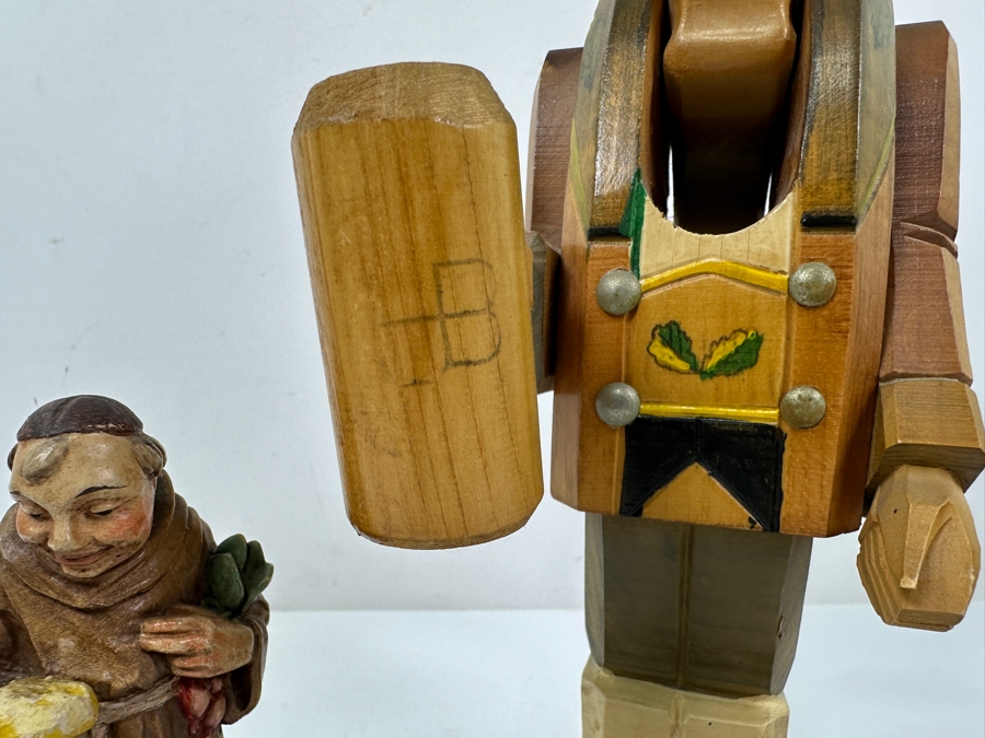 Just Added - (1) Vintage German Wooden Nutcracker 12.5'H And (2) Anri/Toriart Italian Monk Figurines 5.5'H [Photo 5]