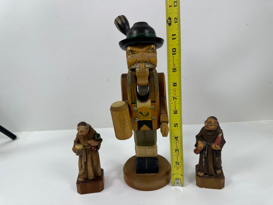 Just Added - (1) Vintage German Wooden Nutcracker 12.5'H And (2) Anri/Toriart Italian Monk Figurines 5.5'H [Photo 13]