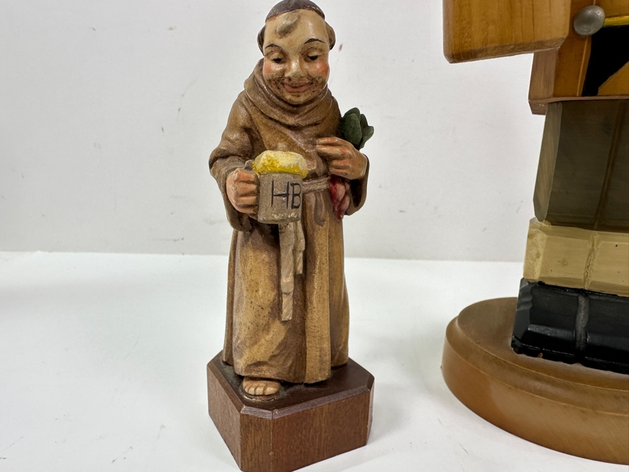 Just Added - (1) Vintage German Wooden Nutcracker 12.5'H And (2) Anri/Toriart Italian Monk Figurines 5.5'H [Photo 2]