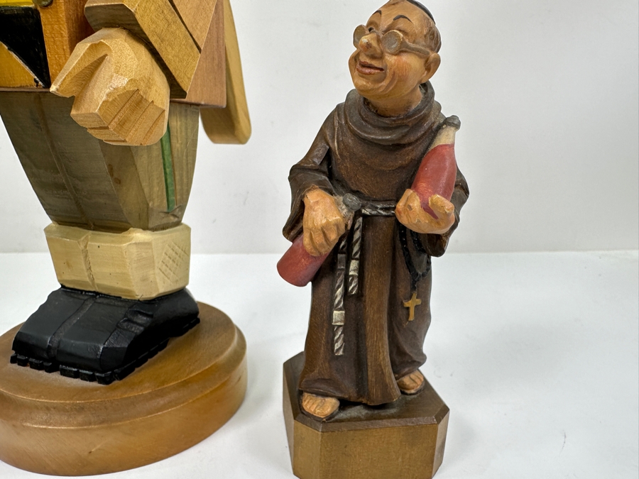 Just Added - (1) Vintage German Wooden Nutcracker 12.5'H And (2) Anri/Toriart Italian Monk Figurines 5.5'H [Photo 4]