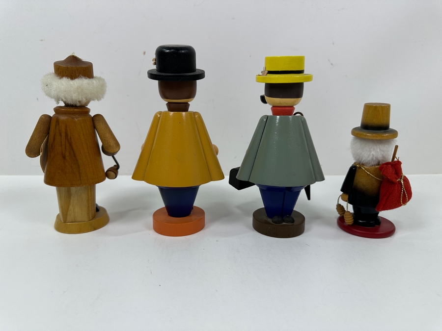 Just Added - (4) Vintage German Folk Art Rauchermann Wooden Incense Smokers - Erzgebirge Region Of Germany - Holds Small Incense Cone - Smoke Curls Out Of Mouth 4.5'H To 6.5'H [Photo 8]